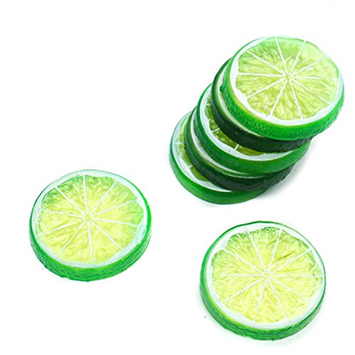 Buorsa 30PCS Mini Small Simulation Lemon Slices Plastic Fake Artificial Fruit Model Party Kitchen Wedding Home Decoration (Green) - Thumbnail 4