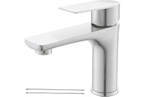 Brushed Nickel Bathroom Faucet, Single Handle Stainless Steel Bathroom Sink Faucet, Single Hole Faucet Bathroom Sink, 1 Hole 