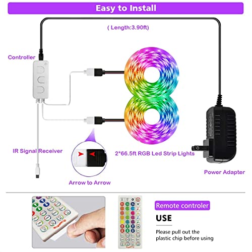 133ft Led Lights for Bedroom, KIKO 40m Led Lights Color Changing Rope