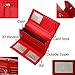 Lavemi Womens Large Capacity Genuine Leather RFID Blocking Wallets Wristlet Clutch Card Holder(Red)