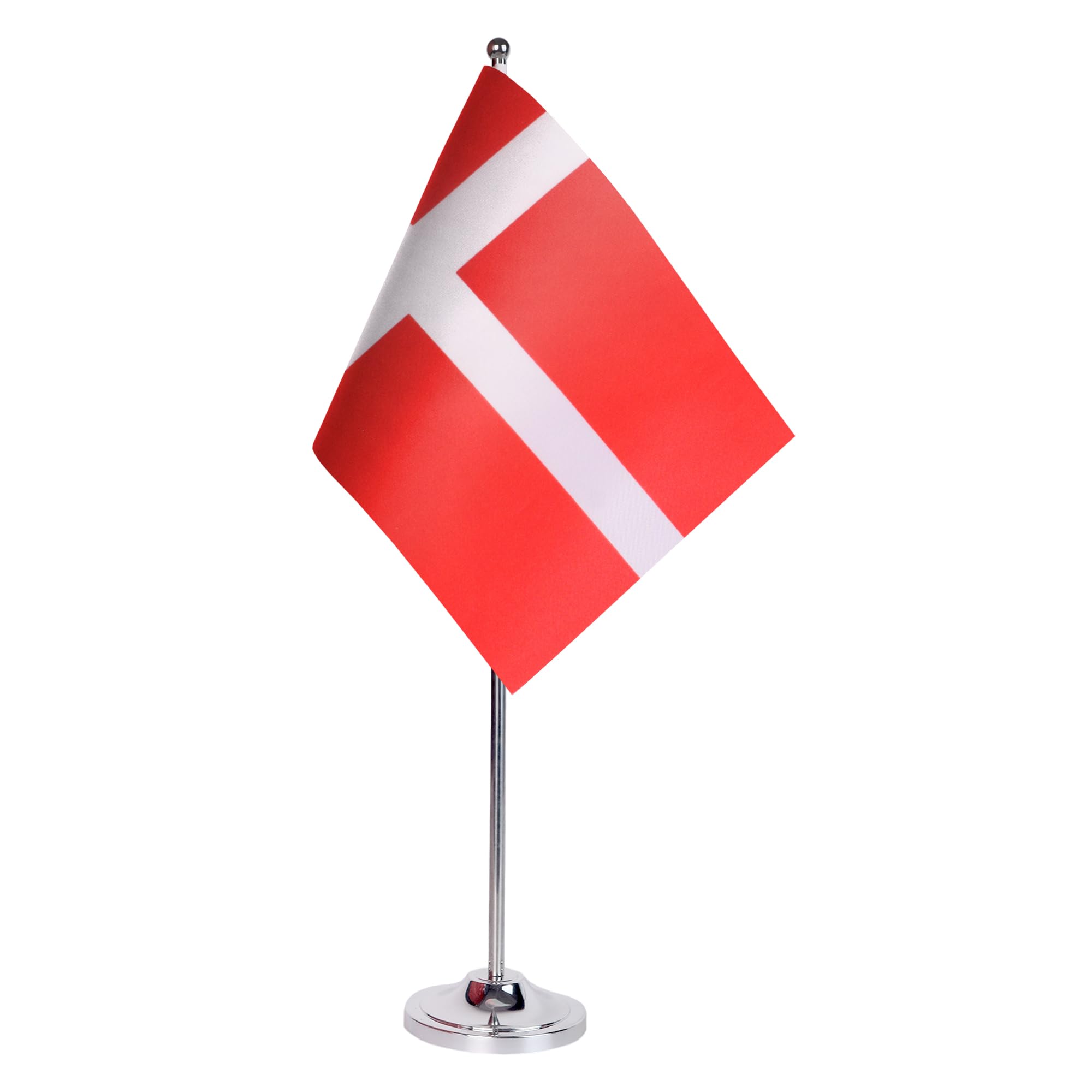 AZ FLAG Denmark Prestige Table Flag 6'' x 9'' - Danish Office Decoration 100% Satin 22 x 15 cm - Desk Flag with Steel Pole and Base
