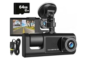 Ailsion 3 Channel Dash Cam Front and Rear Inside 1080P Triple Car Camera 24Hr Parking with Super Night Vision G-Sensor WDR (6