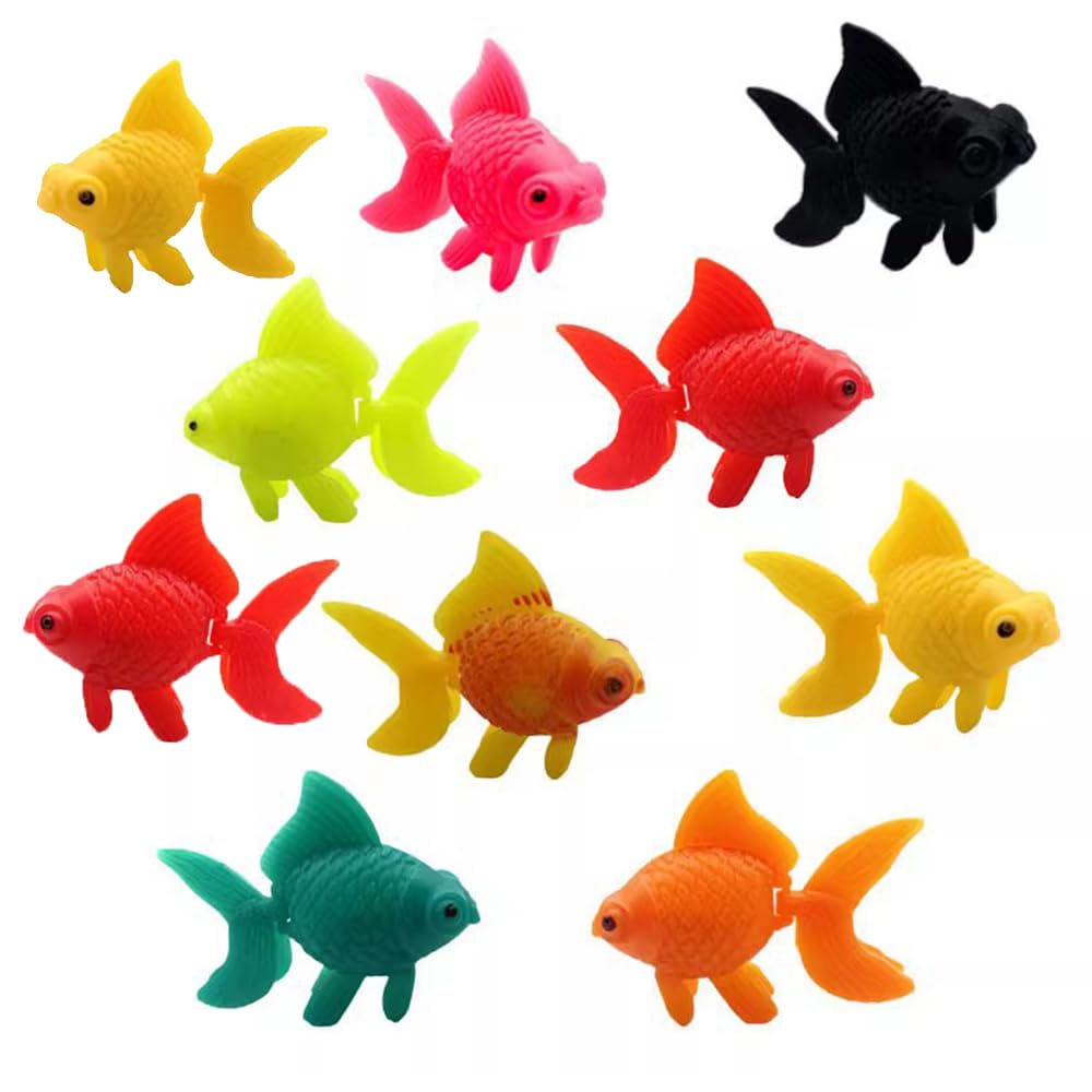 yueXinCh 10 Pieces Artificial Moving Fishes Lifelike Fish Ornament Artificial Goldfish Plastic Floating Fishes Simulated Goldfish for Fish Tank Decoration