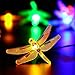Solar Outdoor Christmas String Lights by ApexPower, 8 Modes 20LED Dragonfly Waterproof Light for Garden, Yard, Home, Landscape, and Holiday Decorations(Multicolored)