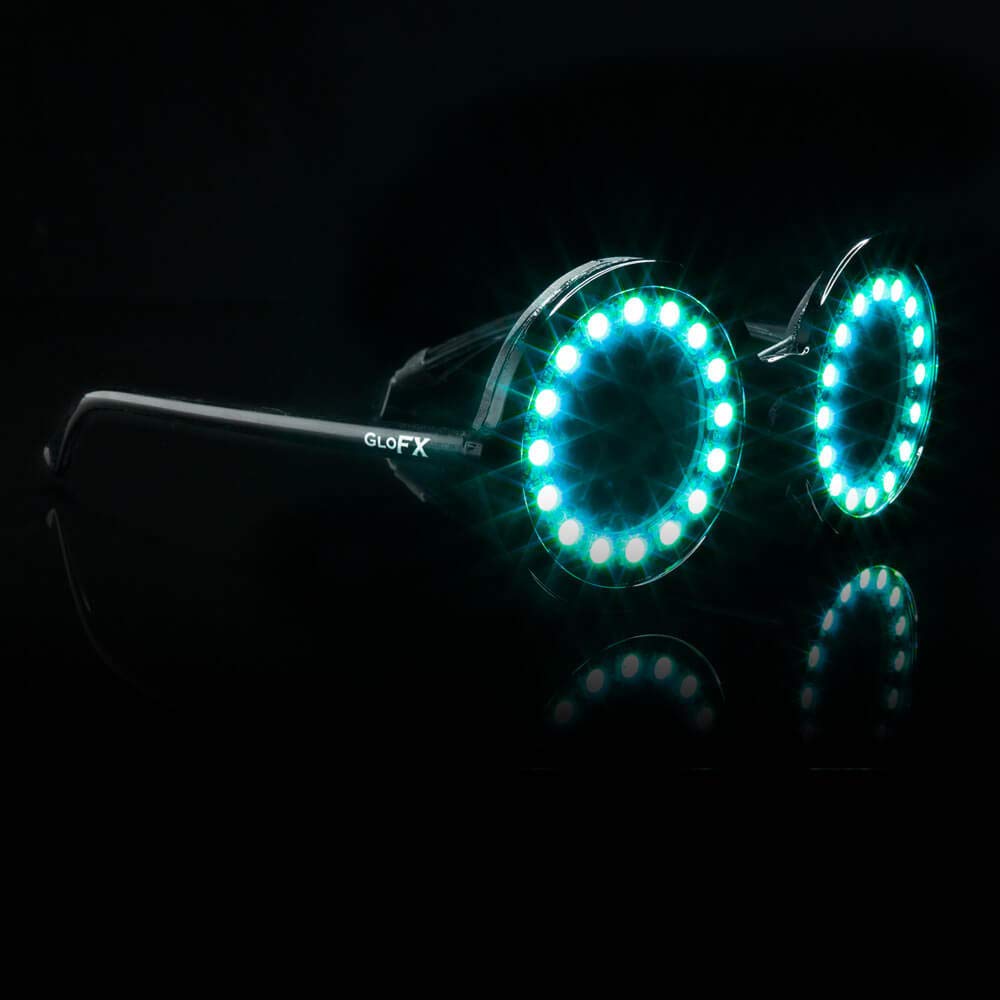 GloFX Programmable LED Glasses - 350 Full Color Modes - USB Rechargeable Light Up Glasses for Edm Music Festival Rave Party Dance Performance Cosplay Costume