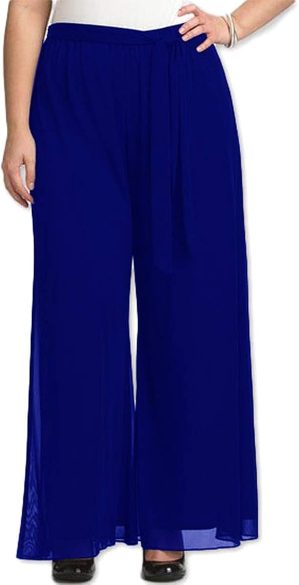 RED DOT BOUTIQUE 8006 Plus Size Elastic Waistband Wide Legged Palazzo Pants (Size 1X - 4X)
