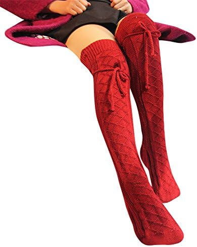 Malbaba Womens Cable Knit Over knee Long Boot Winter Warm Thigh-High Soft Socks Leggings