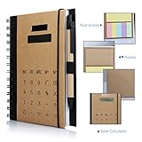 Betterhill Spiral Notebook with Solar Powered Calculator and Sticky Notes -  A5(8 Inch x 6.8 Inch)