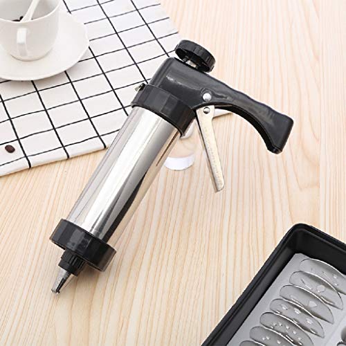 DIY Biscuit Cookie Press Gun Classic Biscuit Maker Stainless Steel Cookie Extrudes with 13 Stainless Steel Cookie Discs and 8 Icing Tips