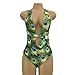 Lady Novelty Trending Halter Bandage Tie Swimwear High Cut Key-Hole Peacock Pattern Boho One Piece Bikini Bathing Suit