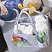 Nursery Storage Diaper Organizer Caddy: Portable Grey Baby Tote Bag with Handles