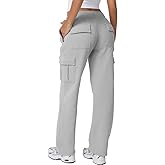 QINSEN Womens Medium Waist Baggy Elastic Waist Sweatpants Casual Fleece Long Pants with Pockets