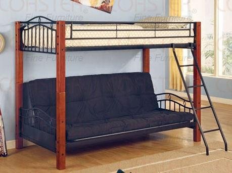 Coaster Haskell Twin/Futon Bunk Bed in Metal & Cherry Wood