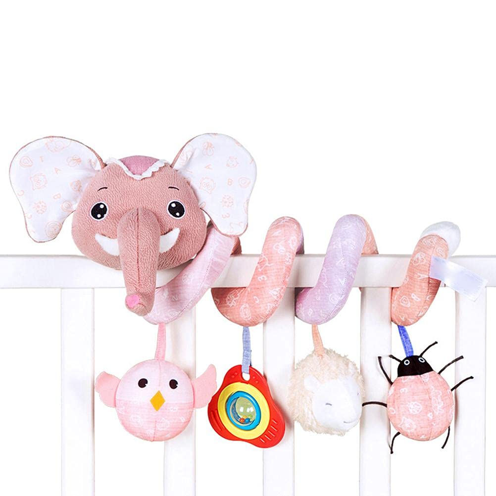 Spiral Toys Plush Toys Pram Toys Baby Stroller Toy Spiral Activity Hanging Toys Gifts for Baby (pink)