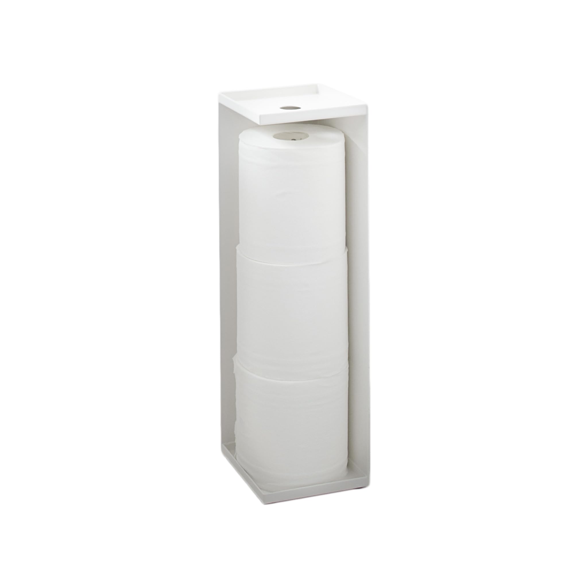 Yamazaki 7850 TOWER Toilet Paper Holder, white, Steel, Minimalist, 11.5 x 11.5 x 38.5 cm