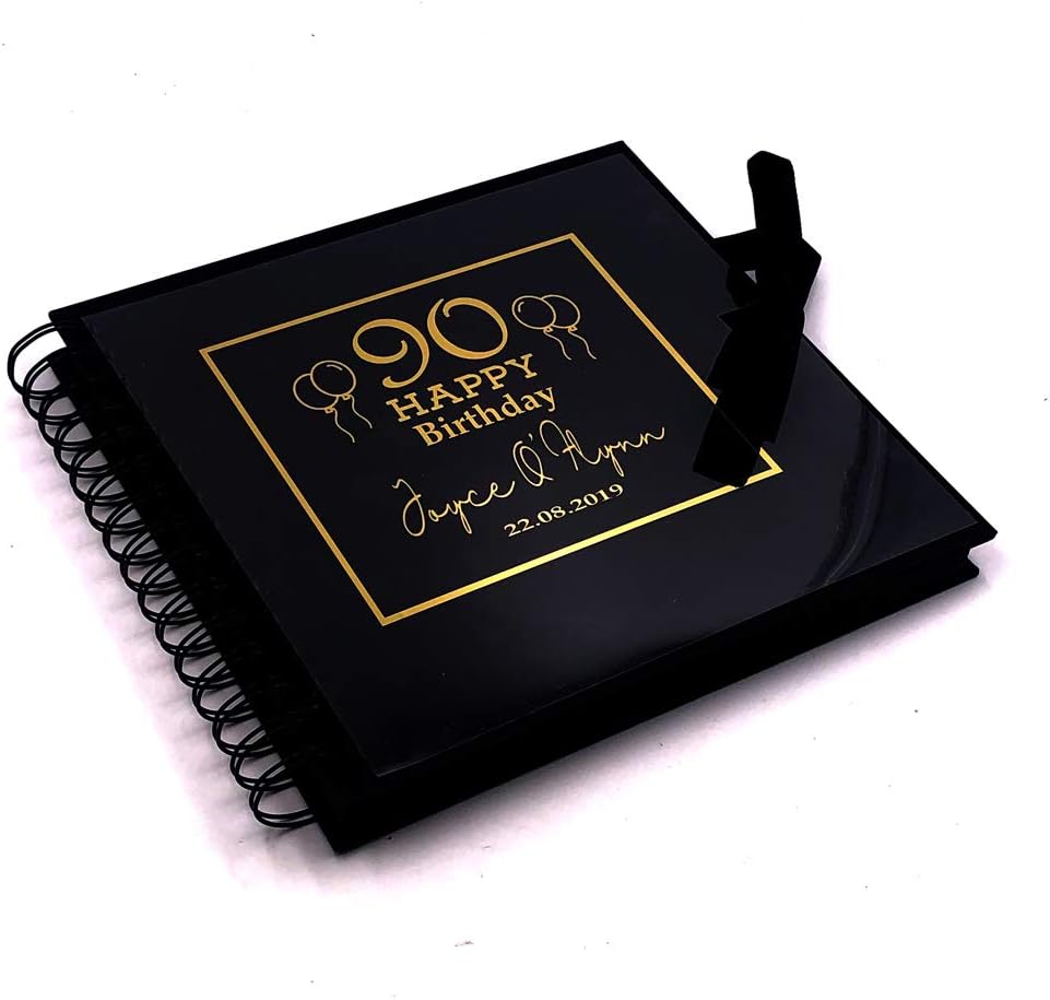 ukgiftstoreonline Personalised Black Birthday Photo Album, Guest Book or Scrapbook 13th, 16th, 18th, 21st, 30th, 40th, 50th, 60th, 70th