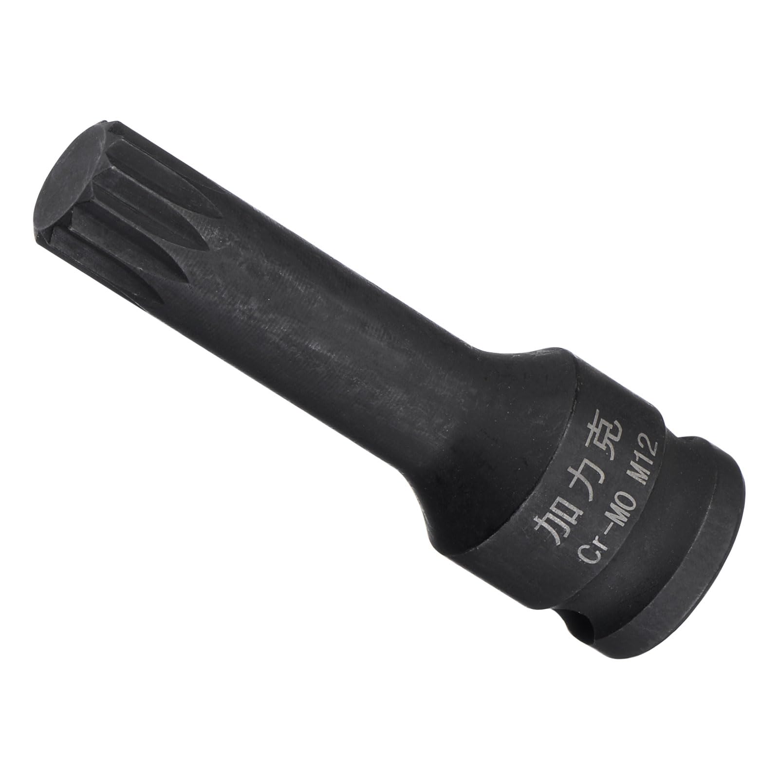 CoCud Impact Spline Bit Socket, M12 3/8" Square Drive 60mm Length, CR-MO, Chamfer Design One-Piece Impact Triple Square Spline Bit Socket - (Applications: for Automotive Repair)