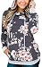 Angashion Women Hoodies-Tops- Floral Printed Long Sleeve Pocket Drawstring Sweatshirt With Pocket, Dark Grey, US 4/Tag S primary