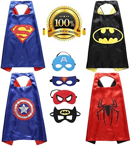 Zaleny Kids Dress Up Costume Superhero Capes and Masks Set of 4
