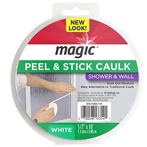 Magic Shower and Wall Peel & Caulk Strip - Create a Tight Seal Between the Bathtub and Wall to Keep Moisture Out - 1/2" by 10' - White