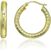 Sterling Silver 4mm Diamond-Cut Round Click-Top Small Hoop Earrings, Pick Size & Metal Color