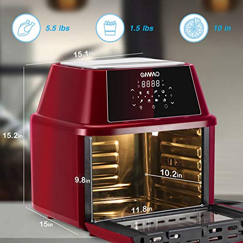 OMMO Air Fryer Oven Combo, 17 Quart 1800W Air Fryer Toaster Oven with 8
