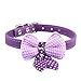 Bestpriceam Adjustable PU Leather Dog Puppy Pet Collars Knit Bowknot Necklace, 0.6 X 14.6-Inches, Purple