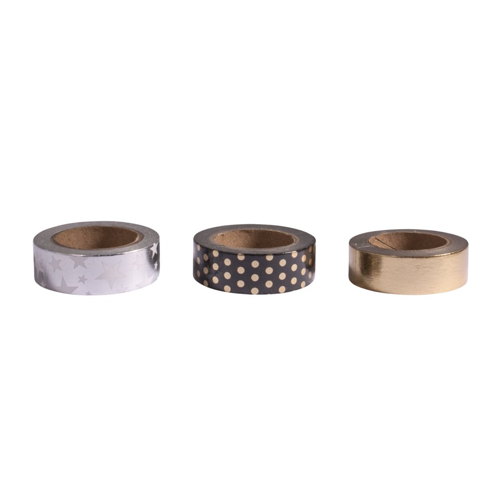 Rayher 60969000 Set Washi Tape foils black/gold/silver