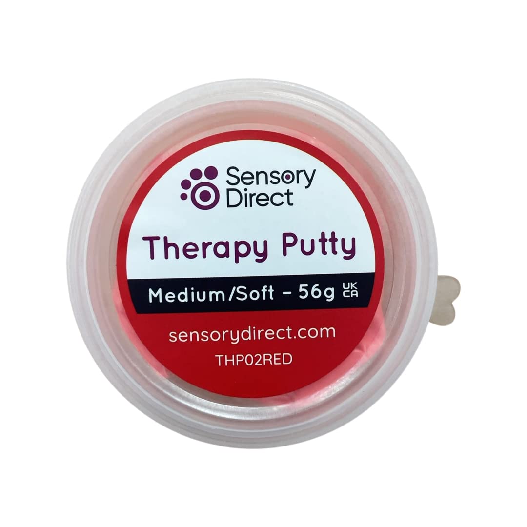 Sensory Direct Therapy Putty - Soft/Medium Red Slime | For Strengthening & Motor Skills for Autism, Arthritis, Sensory Disorders & Special Needs Kids & Adults | Hand & Finger Exercise | Non Toxic