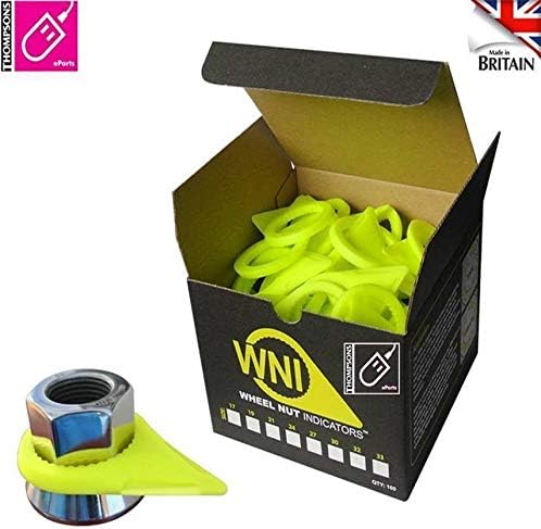 WNI Wheel Nut Indicators 24mm YELLOW PACK (100) Safety Wheel Nut Indicator Loose Pointers, Nut Covers for Vehicle Security & Safety, Truck, Lorry, Bus, HGV