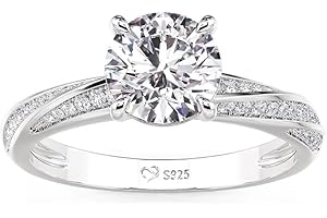 Jeulia Moissanite Engagement Ring 925 Sterling Silver Brilliant Solitaire Diamond Eternity Ring Classic Knot Wedding Band for