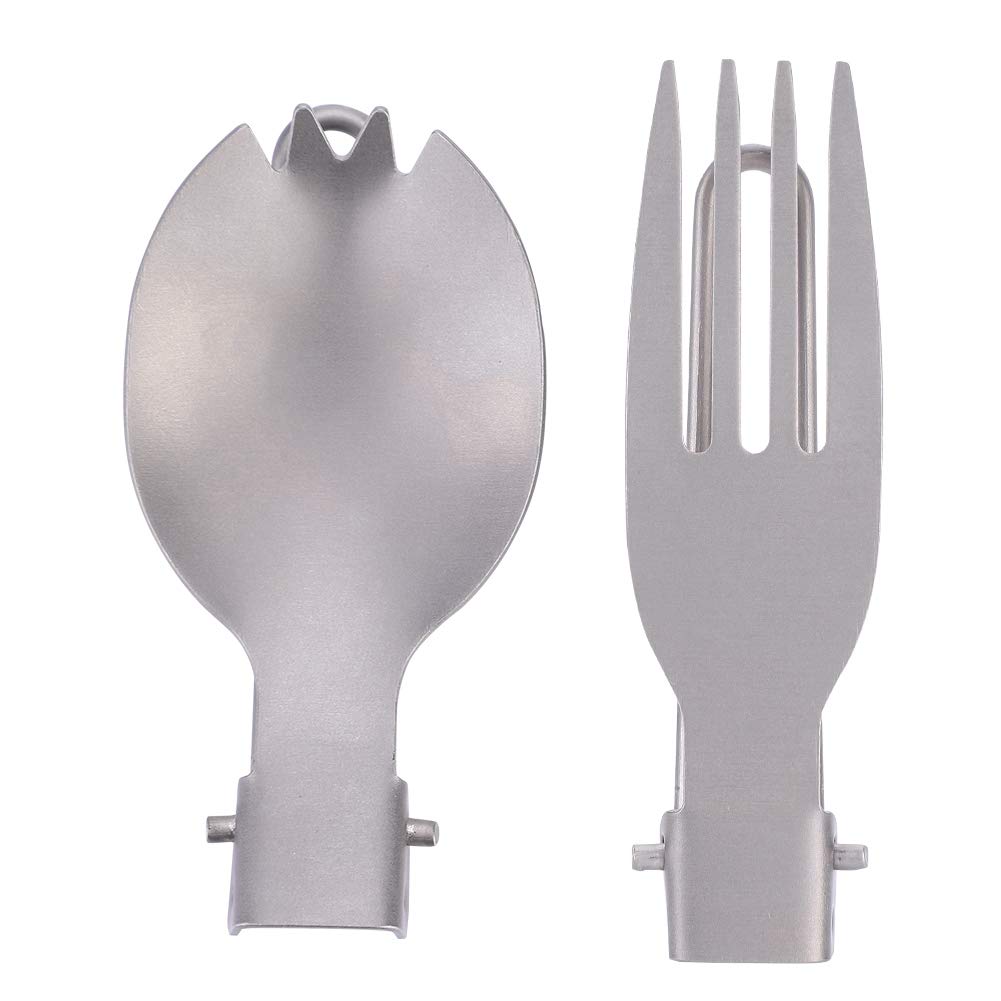 Folding Fork Spoon Set, Portable Titanium Folding Spork, Outdoor Camping Cutlery, Travel Tableware, for Hiking, Backpacking, and Picnics