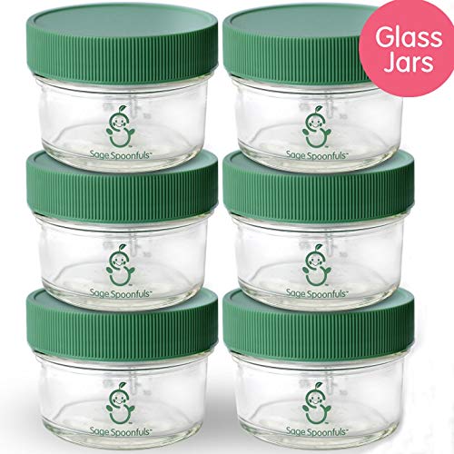 Glass Baby Food Storage Containers | Set of 6 | 4oz Glass Baby Food Jars and Lids | 30 Labels | Freezer Storage | Reusable Glass Baby Food Jars | Microwave & Dishwasher Safe | For Babies & Infants