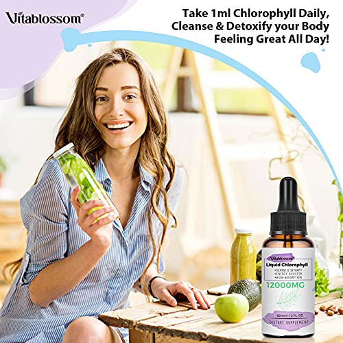 Chlorophyll Liquid Drops Organic for Detox & Metabolism, Immune System Support, Weight