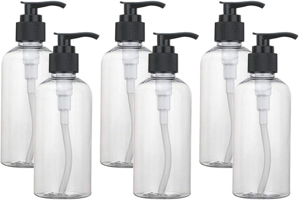 3.5 oz Empty Plastic Bottles with Lotion Pump Dispenser BPA-Free Refillable Containers for Liquid Soap, Hand Sanitizer Pack of 6 (with Black Pump)