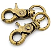 CRAFTMEMORE Metal Swivel Trigger Lobster Clasp Purse Landyard Snap Hooks with 5/8" Base O Ring 1-7/8" L Pack of 4 PLOL (Antique Brass)