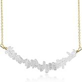Sunshinegems Clear Quartz Chips Bar Necklace Gold, Polished Raw Gemstone, Gift for Her, Birthday, Gemstone Jewelry 18 inch Stone Weight 15 to 20 Approx
