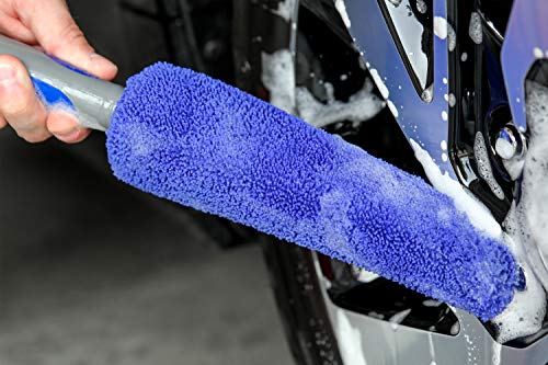 Viking Car Care 534001 Premium Metal Free Wheel and Rim Brush - 2 Inches x 14.3 Inches, Blue and Grey - Thumbnail 4
