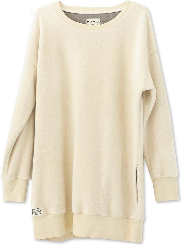 KAVU Riverton Mid Thigh Sweatshirt - Long Crew Neck Sweater: Clothing