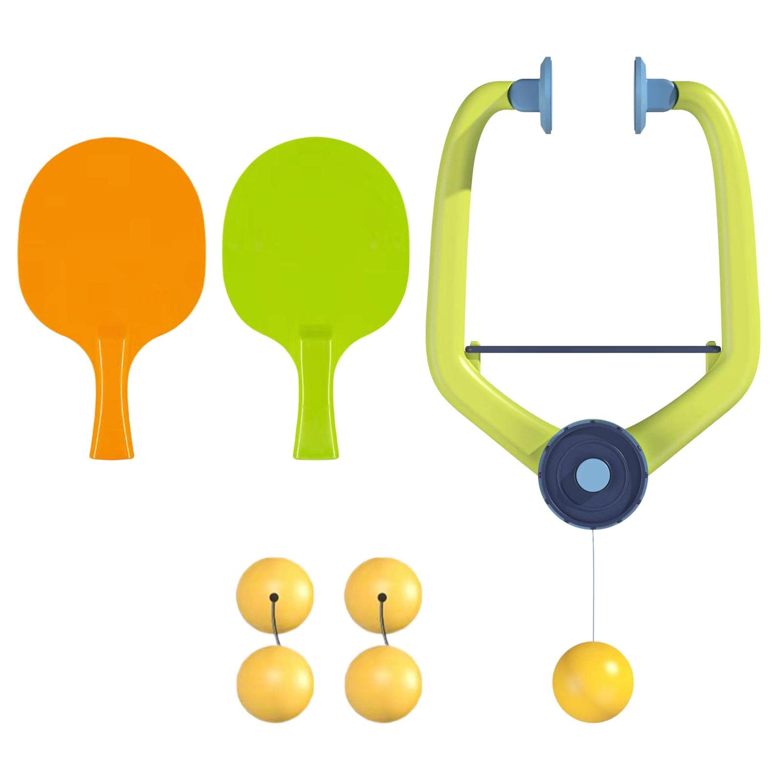 LOVIVER Indoor Hanging Table Tennis Portable Paddles and Balls Exerciser for Door Frame Parent Child Interaction Toy, with 4 Balls