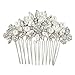 EVER FAITH Austrian Crystal Cream Simulated Pearl Bridal Lots Leaves Flowers Hair Side Comb Clear