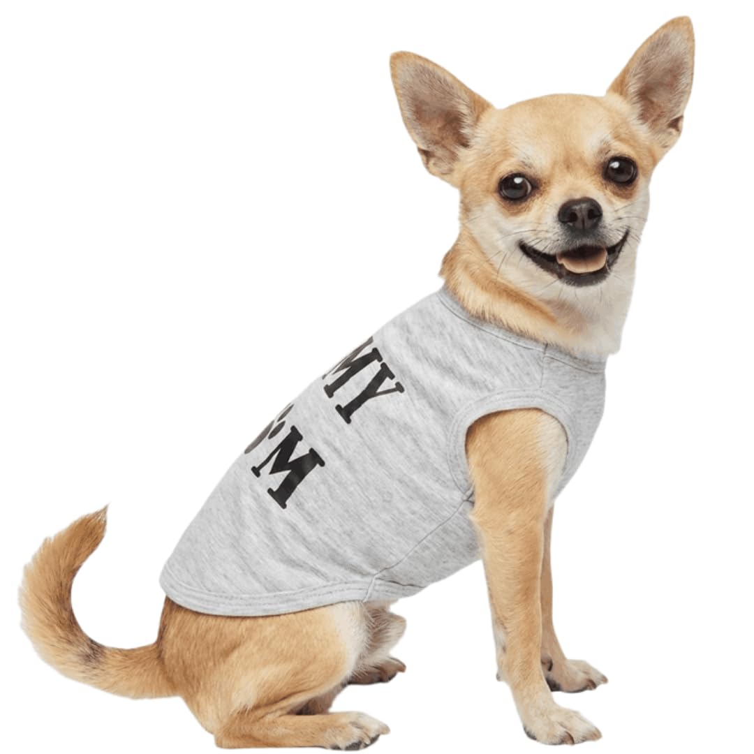 DroolingDog Dog Clothes Puppy Shirts I Love My Mom Shirt Dog Costume, Large, Grey