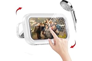 CSBXC 480 Rotation Shower Phone Holder, Waterproof Wall Mount Universal Case, Water Proof Kitchen Bathroom Bathtub Pouch Shower Accessories (White)