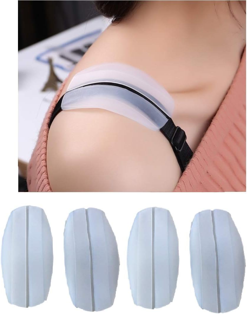 4 x Silicone Bra Pads / Straps Cushions - Less Chafing, Rashes, Red Spots - Allergy Friendly - Threading Cushion - Durable & Relieve Problems with Bra Straps