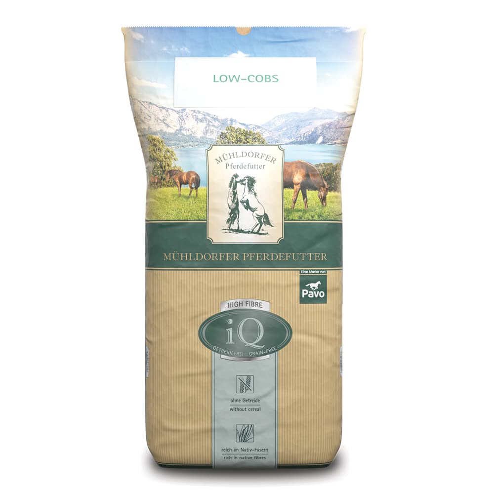Mühldorfer iQ Landwiesen Low Cobs, 20 kg, sugar and starch reduced horse food, ideal for horses with grain intolerances