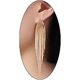 Gold Tassel Earrings for Women Fringe Chunky Statement Gold Linear Drop Earrings Party Prom Fashion Sparkly Jewelry Gifts