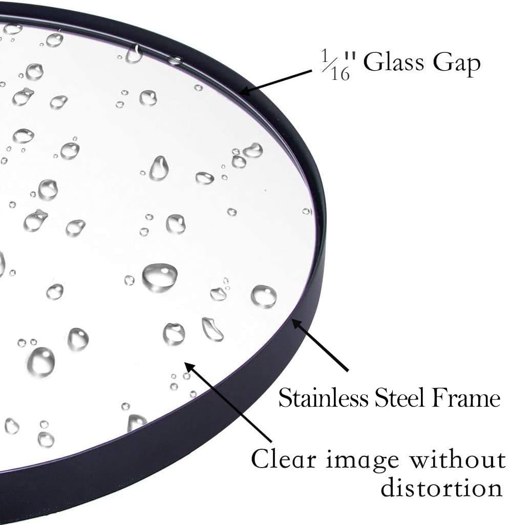 ANDY STAR Round Wall Mirror for Bathroom, 30 Inch Black Circle Mirror Modern Premium Stainless Steel Metal Frame Wall Mounted for Bathroom, Entryway, Vanity, Living Room, Bedroom: Kitchen & Dining