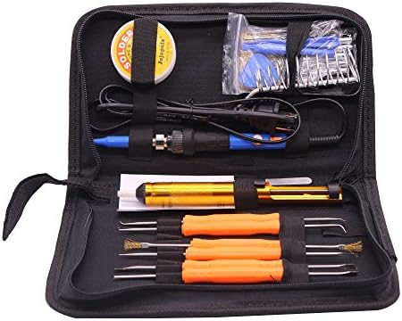 21 in1 Jajaplus 60W 110Vsoldering iron kit , Electric Soldering Iron Kit, Adjustable Temperature,6 Aid tools,Phone open tool kit, Solder Sucker, Solder wire, Stand , Sponge 6 Tips Carry Case (21 in 1)