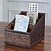 Maggift PU leather Remote Control Holder,3 Slot Remote Control Organizer Brown