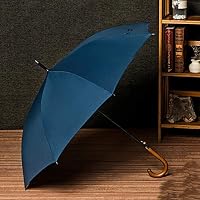 ZDNALS Reinforced Storm and Rain Dual-use Umbrella Large Log Curved Hook Long Handle Automatic Men and Women Business Umbrella Umbrella (Color : Blue)
